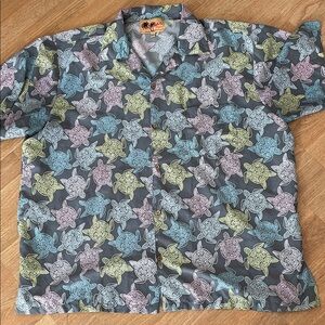 Ingear Sea Turtle Patterned Men's Shirt - Gray, Blue, Green, Pink